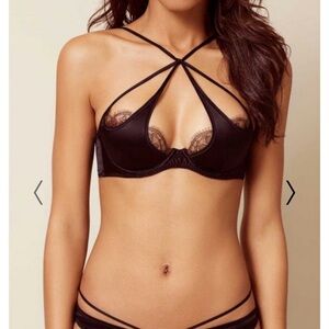 Agent Provocateur Black Silk & Lace Strappy Robyn Bra • Luxury Lingerie
